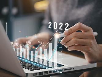 Grap on laptop showing increase in business revenues